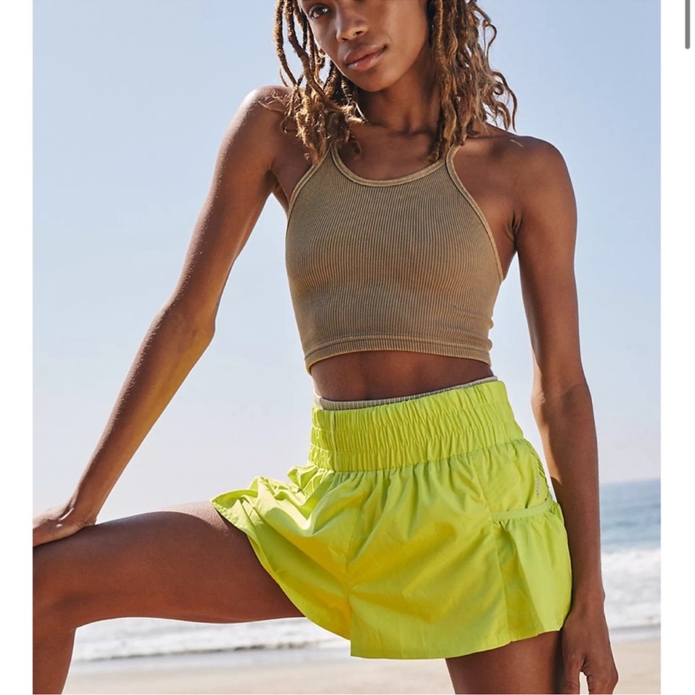 NWT FREE PEOPLE get your flirt on short in highlighter yellow